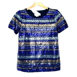 NWTs ISANI X TARGET • Sequin Striped Scoop Tee Top Festive
